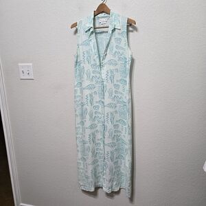Vintage Match Linen Green Buttoned Maxi Sundress Size 8